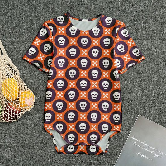 Halloween Skull And Bone Pattern Print Men's Bodysuit