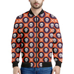 Halloween Skull And Bone Pattern Print Men's Bomber Jacket