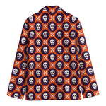 Halloween Skull And Bone Pattern Print Men's Cotton Blazer
