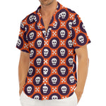 Halloween Skull And Bone Pattern Print Men's Deep V-Neck Shirt