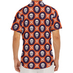 Halloween Skull And Bone Pattern Print Men's Deep V-Neck Shirt