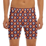Halloween Skull And Bone Pattern Print Men's Long Boxer Briefs