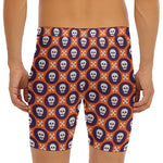 Halloween Skull And Bone Pattern Print Men's Long Boxer Briefs