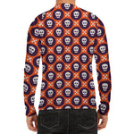 Halloween Skull And Bone Pattern Print Men's Long Sleeve Rash Guard