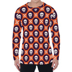 Halloween Skull And Bone Pattern Print Men's Long Sleeve T-Shirt