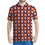 Halloween Skull And Bone Pattern Print Men's Polo Shirt