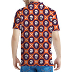 Halloween Skull And Bone Pattern Print Men's Polo Shirt