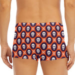 Halloween Skull And Bone Pattern Print Men's Short Boxer Briefs