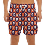 Halloween Skull And Bone Pattern Print Men's Split Running Shorts