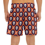 Halloween Skull And Bone Pattern Print Men's Split Running Shorts