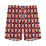 Halloween Skull And Bone Pattern Print Men's Sports Shorts