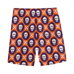Halloween Skull And Bone Pattern Print Men's Sports Shorts