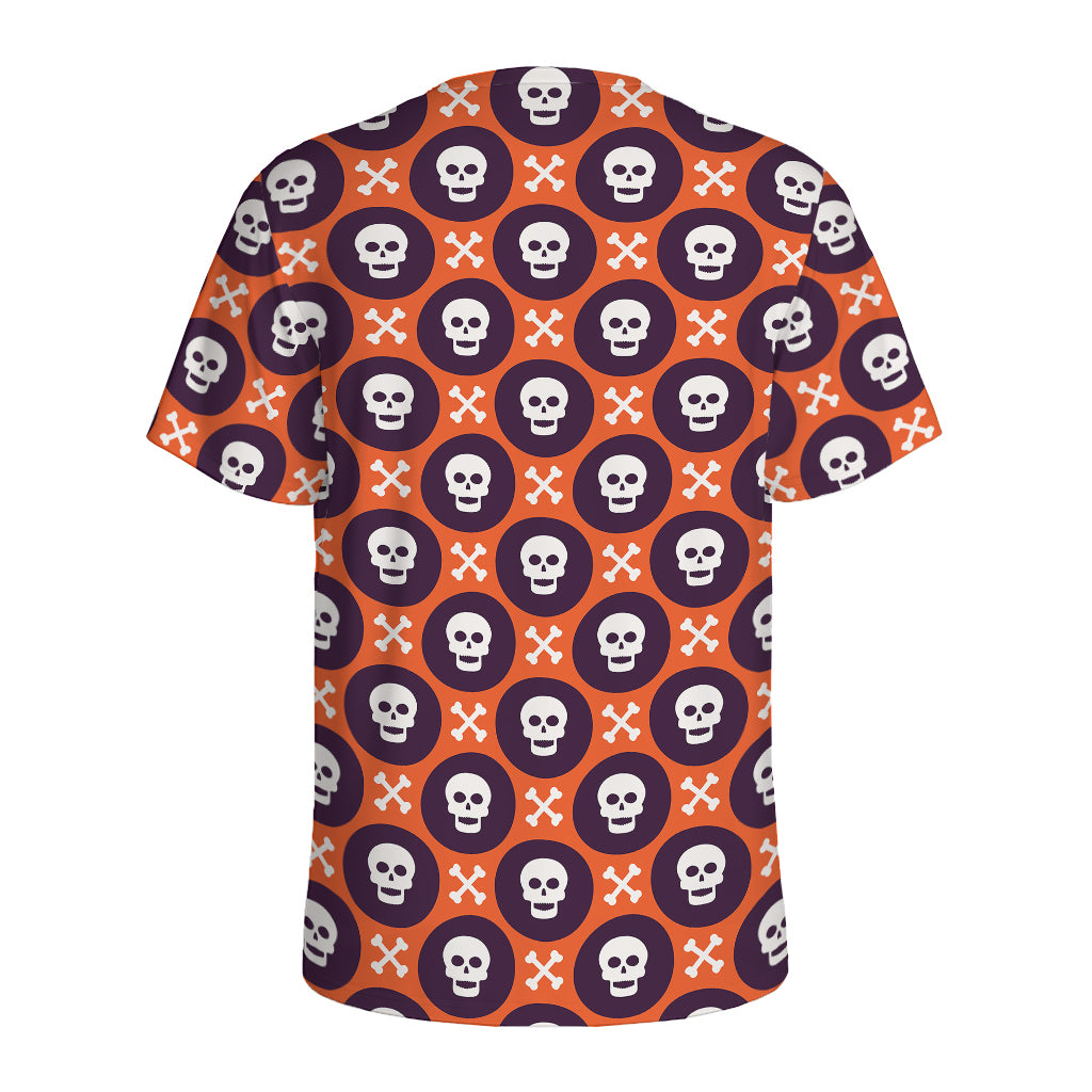 Halloween Skull And Bone Pattern Print Men's Sports T-Shirt