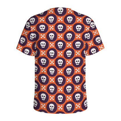 Halloween Skull And Bone Pattern Print Men's Sports T-Shirt