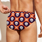 Halloween Skull And Bone Pattern Print Men's Swim Briefs