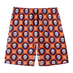Halloween Skull And Bone Pattern Print Men's Swim Trunks