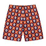 Halloween Skull And Bone Pattern Print Men's Swim Trunks