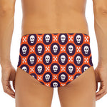 Halloween Skull And Bone Pattern Print Men's Triangle Swim Briefs