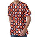 Halloween Skull And Bone Pattern Print Men's Velvet T-Shirt