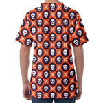 Halloween Skull And Bone Pattern Print Men's Velvet T-Shirt