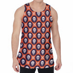 Halloween Skull And Bone Pattern Print Men's Velvet Tank Top
