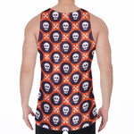 Halloween Skull And Bone Pattern Print Men's Velvet Tank Top