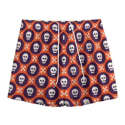 Halloween Skull And Bone Pattern Print Mesh Shorts