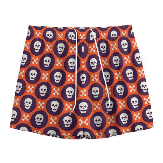Halloween Skull And Bone Pattern Print Mesh Shorts