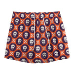 Halloween Skull And Bone Pattern Print Mesh Shorts