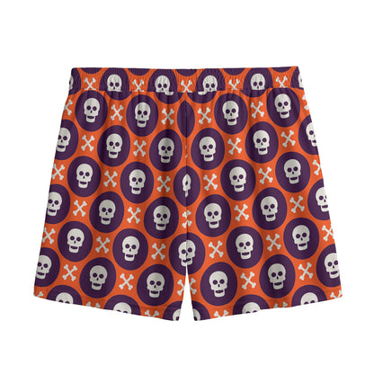 Halloween Skull And Bone Pattern Print Mesh Shorts