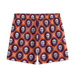 Halloween Skull And Bone Pattern Print Mesh Shorts