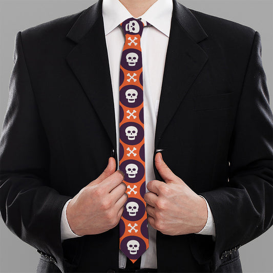 Halloween Skull And Bone Pattern Print Necktie