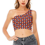 Halloween Skull And Bone Pattern Print One Shoulder Crop Top