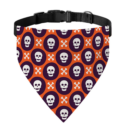 Halloween Skull And Bone Pattern Print Over The Collar Dog Bandana