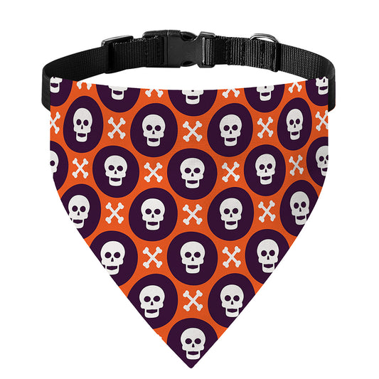 Halloween Skull And Bone Pattern Print Over The Collar Dog Bandana