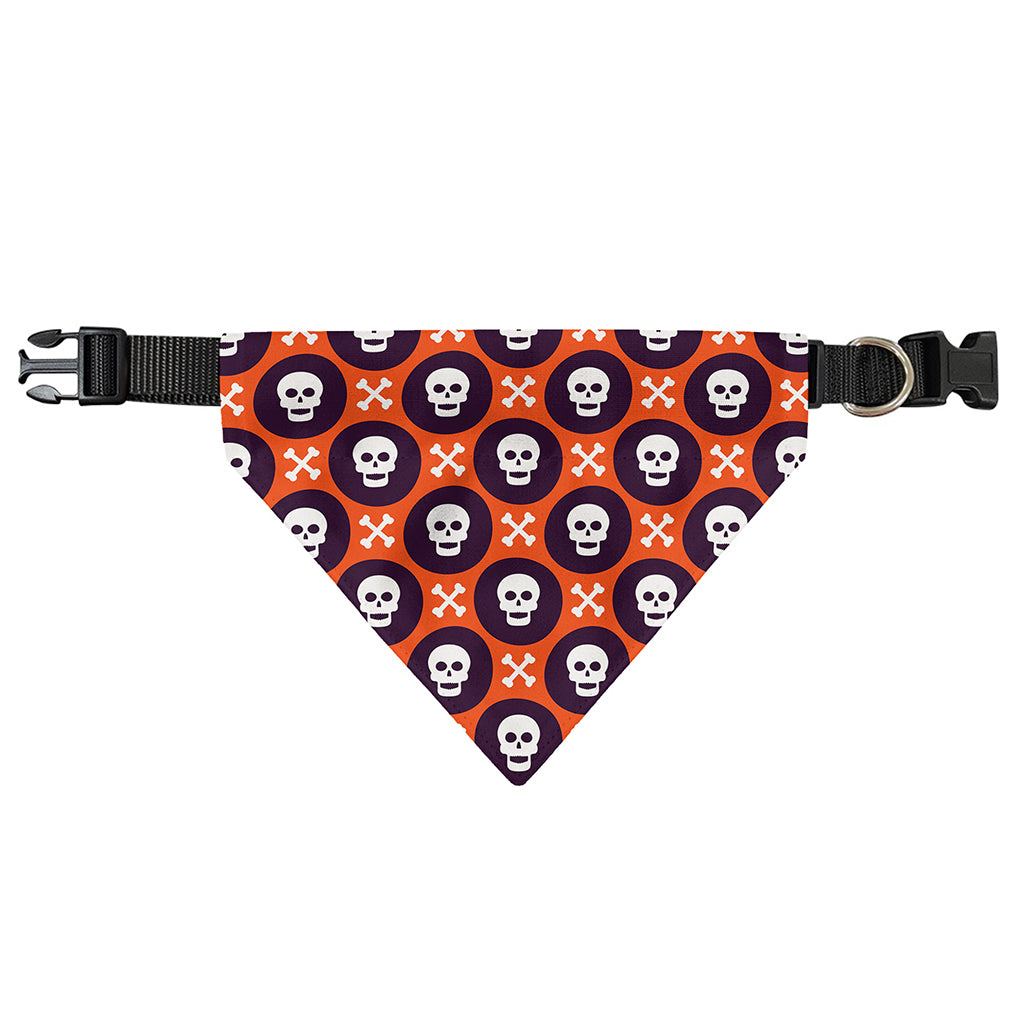 Halloween Skull And Bone Pattern Print Over The Collar Dog Bandana