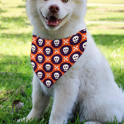 Halloween Skull And Bone Pattern Print Over The Collar Dog Bandana