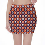 Halloween Skull And Bone Pattern Print Pencil Mini Skirt