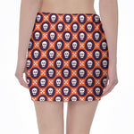 Halloween Skull And Bone Pattern Print Pencil Mini Skirt