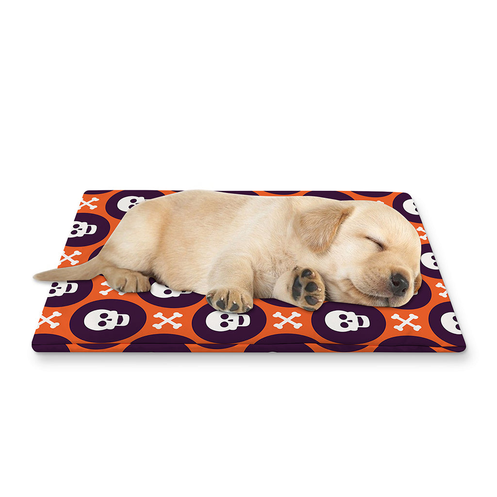 Halloween Skull And Bone Pattern Print Pet Cooling Mat Cover
