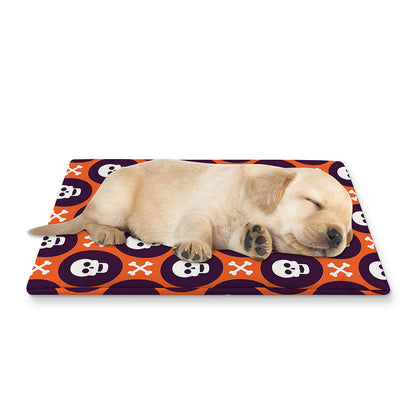 Halloween Skull And Bone Pattern Print Pet Cooling Mat Cover