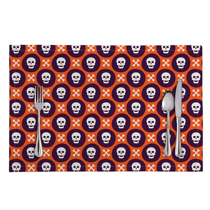 Halloween Skull And Bone Pattern Print Placemat
