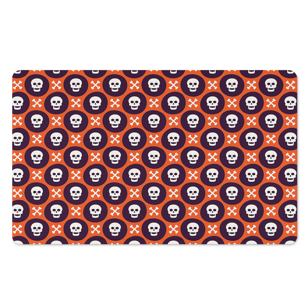 Halloween Skull And Bone Pattern Print Polyester Doormat