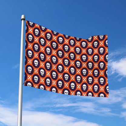 Halloween Skull And Bone Pattern Print Polyester Flag