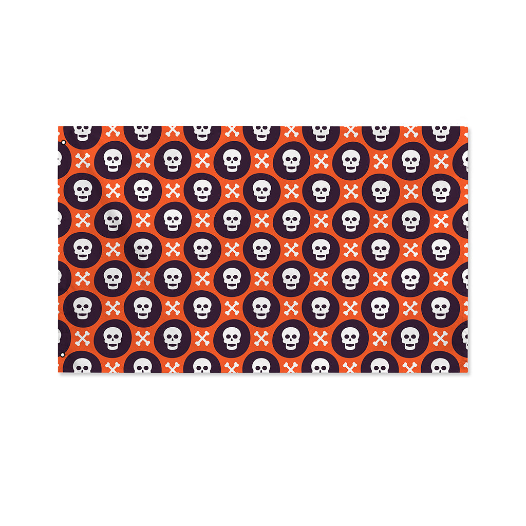 Halloween Skull And Bone Pattern Print Polyester Flag