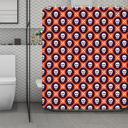 Halloween Skull And Bone Pattern Print Polyester Shower Curtain