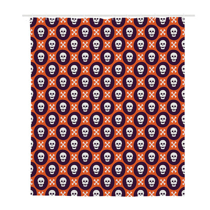 Halloween Skull And Bone Pattern Print Polyester Shower Curtain
