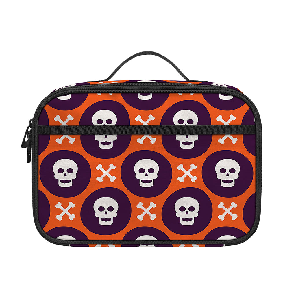 Halloween Skull And Bone Pattern Print Portable Lunch Bag