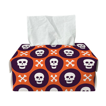 Halloween Skull And Bone Pattern Print Rectangle Tissue Box Cover