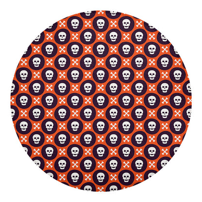 Halloween Skull And Bone Pattern Print Round Blanket